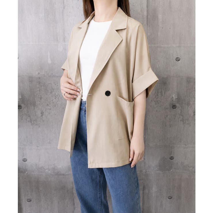 ドルマンショートスリーブジャケット サマーダブルブレストジャケット 韓国風 | SUNSHINE CLOSET | 詳細画像24 