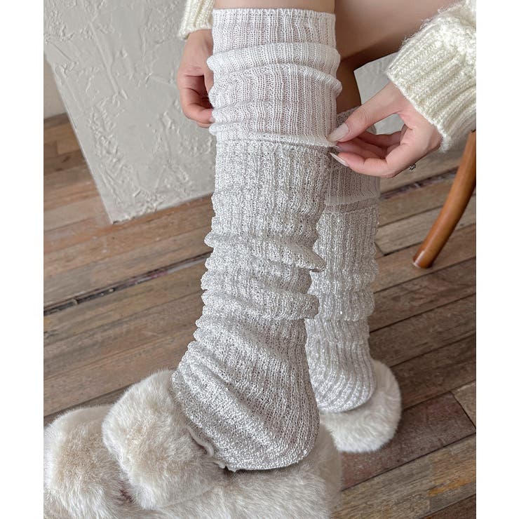 ラメスパンコール入りロングウォーマー おしゃれリブニットロングソックス靴下 切替… | SUNSHINE CLOSET | 詳細画像11 