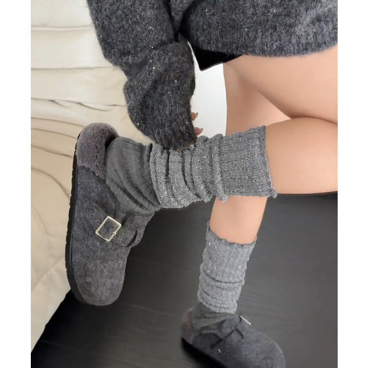 ラメスパンコール入りロングウォーマー おしゃれリブニットロングソックス靴下 切替… | SUNSHINE CLOSET | 詳細画像17 