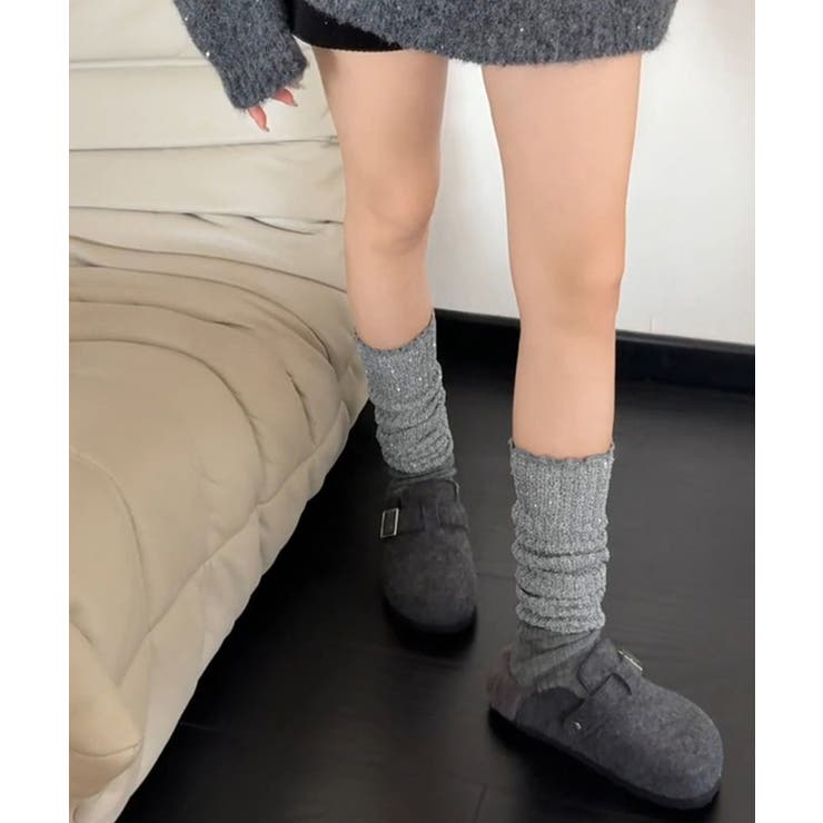 ラメスパンコール入りロングウォーマー おしゃれリブニットロングソックス靴下 切替… | SUNSHINE CLOSET | 詳細画像18 