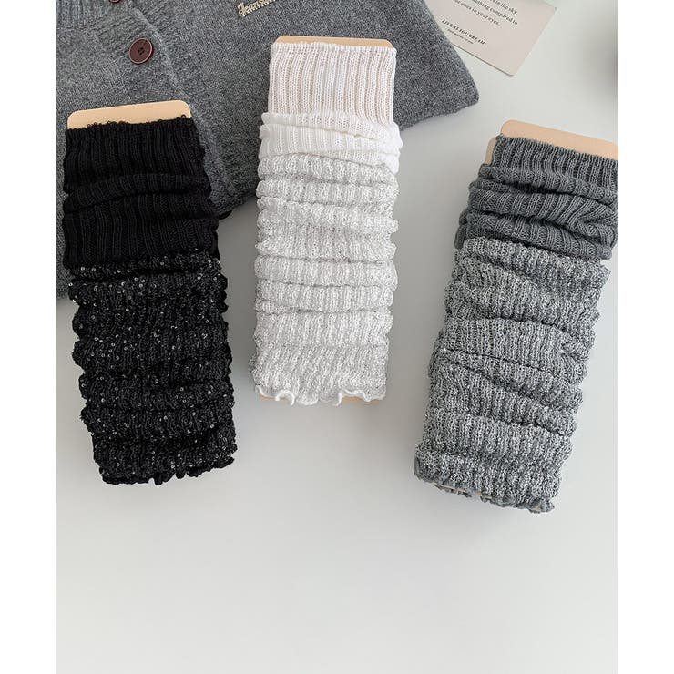 ラメスパンコール入りロングウォーマー おしゃれリブニットロングソックス靴下 切替… | SUNSHINE CLOSET | 詳細画像20 