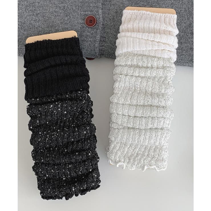 ラメスパンコール入りロングウォーマー おしゃれリブニットロングソックス靴下 切替… | SUNSHINE CLOSET | 詳細画像21 