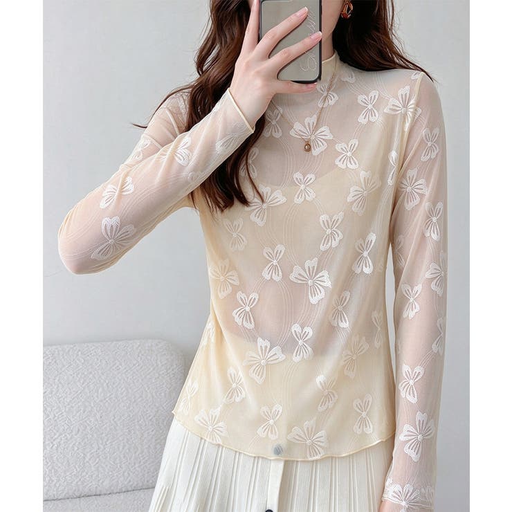 透け感 可愛いレース風カットソー レディース大人ガーリー韓国風フェミニンレイヤー… | SUNSHINE CLOSET | 詳細画像13 