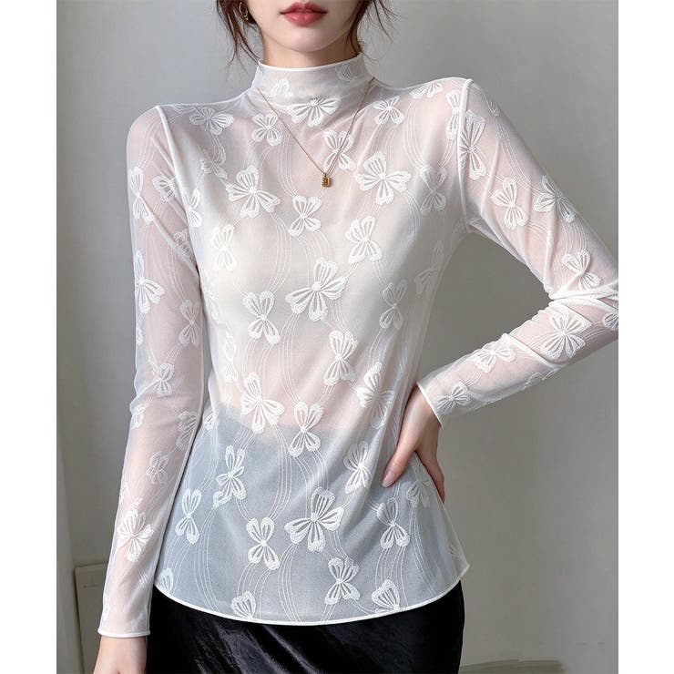 透け感 可愛いレース風カットソー レディース大人ガーリー韓国風フェミニンレイヤー… | SUNSHINE CLOSET | 詳細画像2 