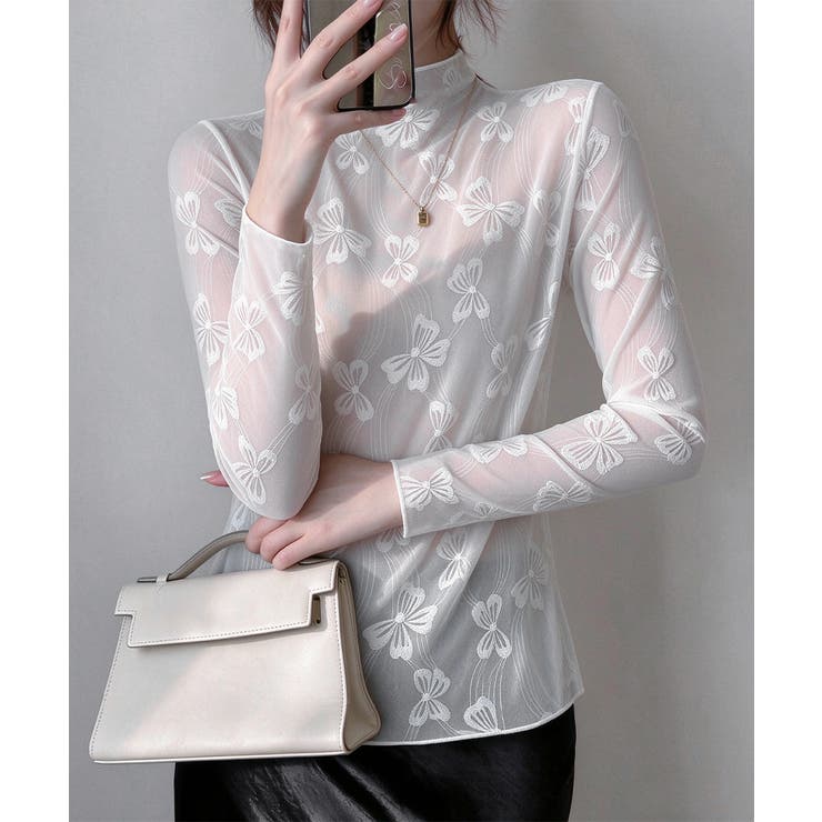 透け感 可愛いレース風カットソー レディース大人ガーリー韓国風フェミニンレイヤー… | SUNSHINE CLOSET | 詳細画像3 