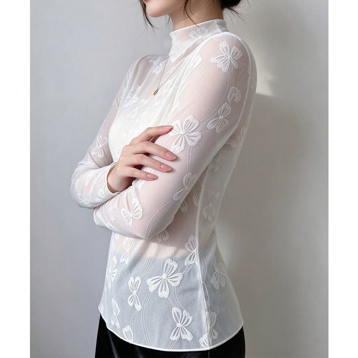 透け感 可愛いレース風カットソー レディース大人ガーリー韓国風フェミニンレイヤー… | SUNSHINE CLOSET | 詳細画像5 
