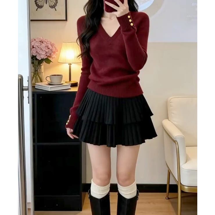 上品 細身柔らかセーター 袖口ゴールド釦 | SUNSHINE CLOSET | 詳細画像19 