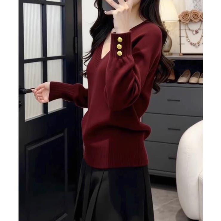 上品 細身柔らかセーター 袖口ゴールド釦 | SUNSHINE CLOSET | 詳細画像20 