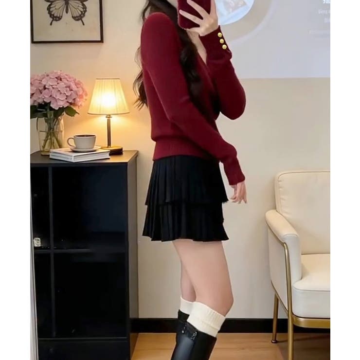 上品 細身柔らかセーター 袖口ゴールド釦 | SUNSHINE CLOSET | 詳細画像21 