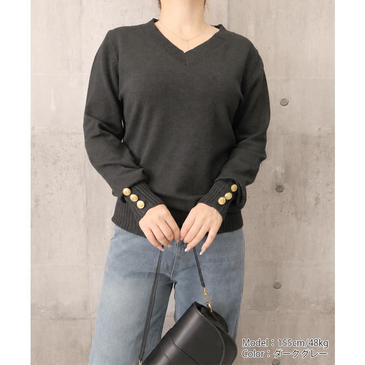 上品 細身柔らかセーター 袖口ゴールド釦 | SUNSHINE CLOSET | 詳細画像22 