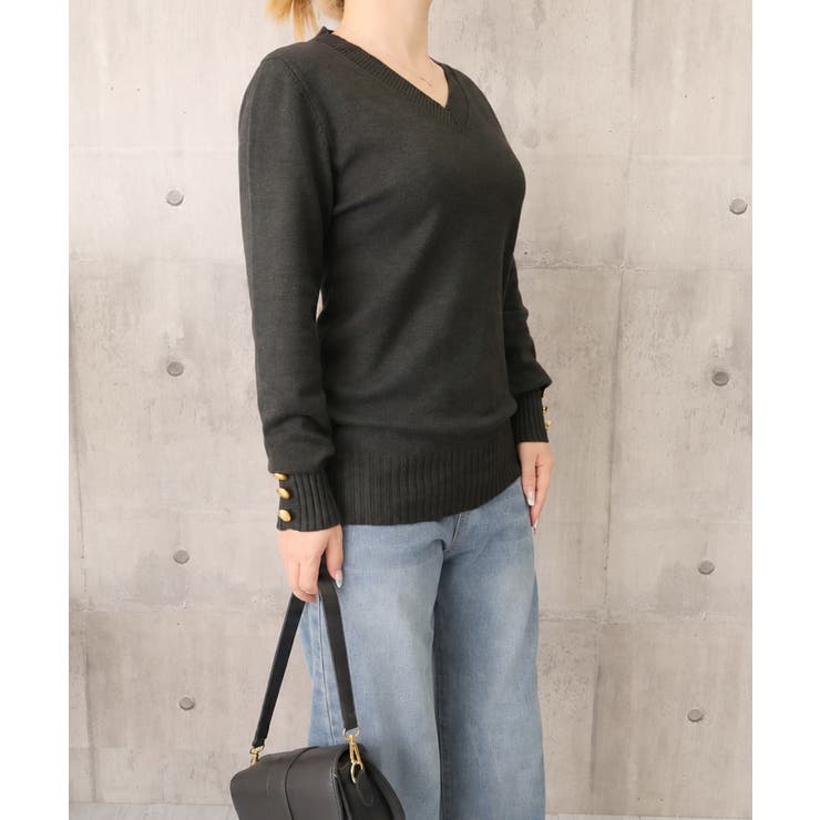 上品 細身柔らかセーター 袖口ゴールド釦 | SUNSHINE CLOSET | 詳細画像24 