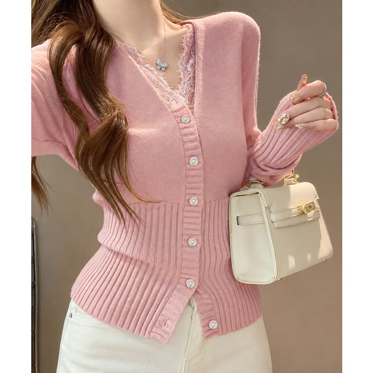 レディース上品ウエストシェイプ長袖トップス 前開きニットセーターコンパクト丈大人… | SUNSHINE CLOSET | 詳細画像11 