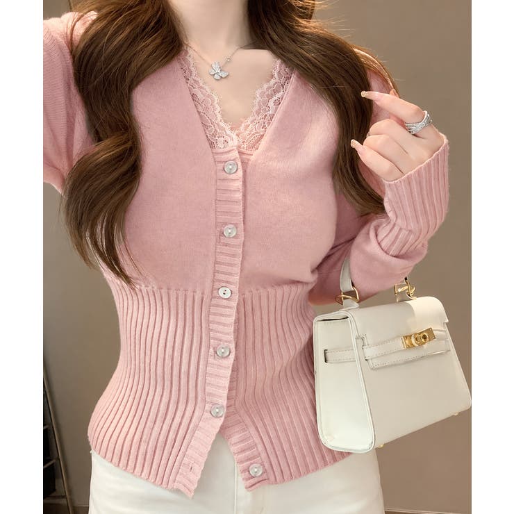 レディース上品ウエストシェイプ長袖トップス 前開きニットセーターコンパクト丈大人… | SUNSHINE CLOSET | 詳細画像12 
