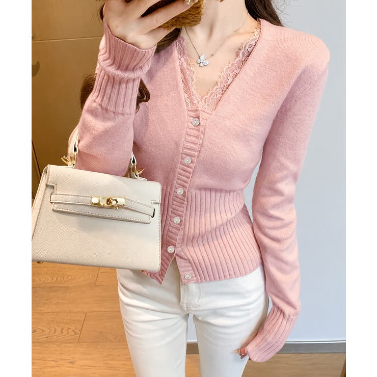レディース上品ウエストシェイプ長袖トップス 前開きニットセーターコンパクト丈大人… | SUNSHINE CLOSET | 詳細画像13 