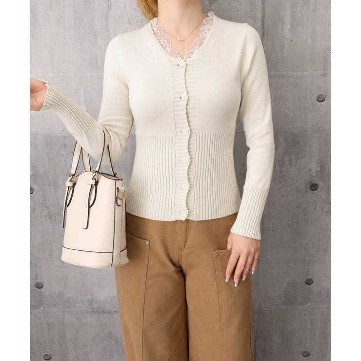 レディース上品ウエストシェイプ長袖トップス 前開きニットセーターコンパクト丈大人… | SUNSHINE CLOSET | 詳細画像21 