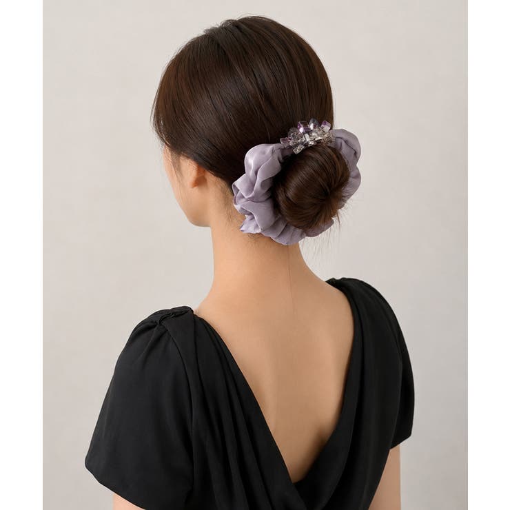 光沢感シュシュ 大人可愛いヘアゴム 華やか髪飾りきれいめヘアアクセサリー韓国風 | SUNSHINE CLOSET | 詳細画像3 