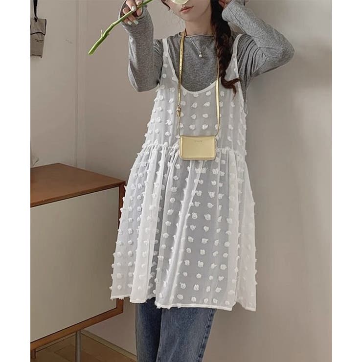 シアーロングキャミソールレディース レイヤード重ね着コーデ ギャザーキャミ | SUNSHINE CLOSET | 詳細画像1 