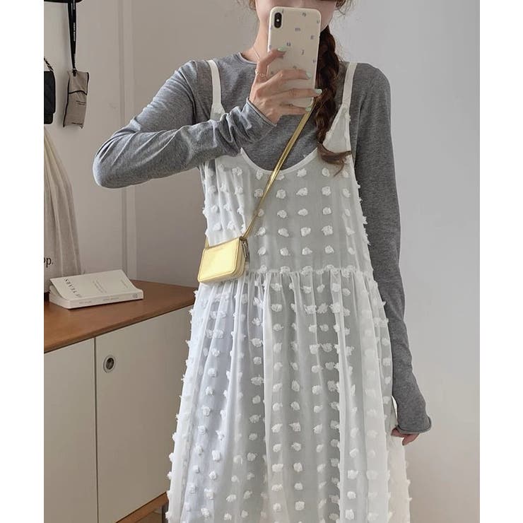 シアーロングキャミソールレディース レイヤード重ね着コーデ ギャザーキャミ | SUNSHINE CLOSET | 詳細画像10 