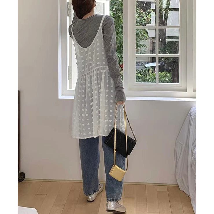 シアーロングキャミソールレディース レイヤード重ね着コーデ ギャザーキャミ | SUNSHINE CLOSET | 詳細画像12 