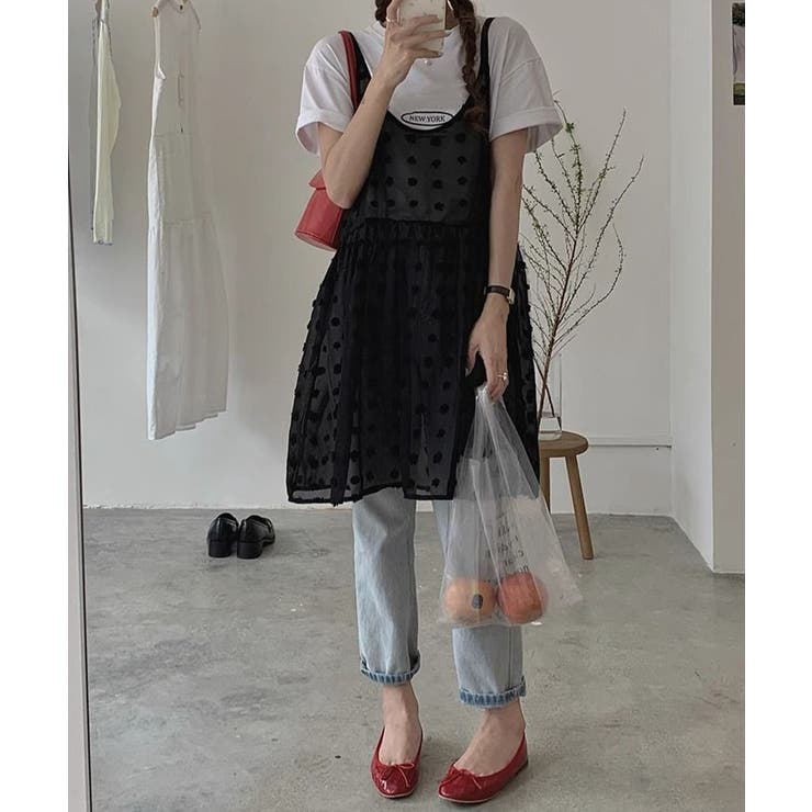シアーロングキャミソールレディース レイヤード重ね着コーデ ギャザーキャミ | SUNSHINE CLOSET | 詳細画像2 