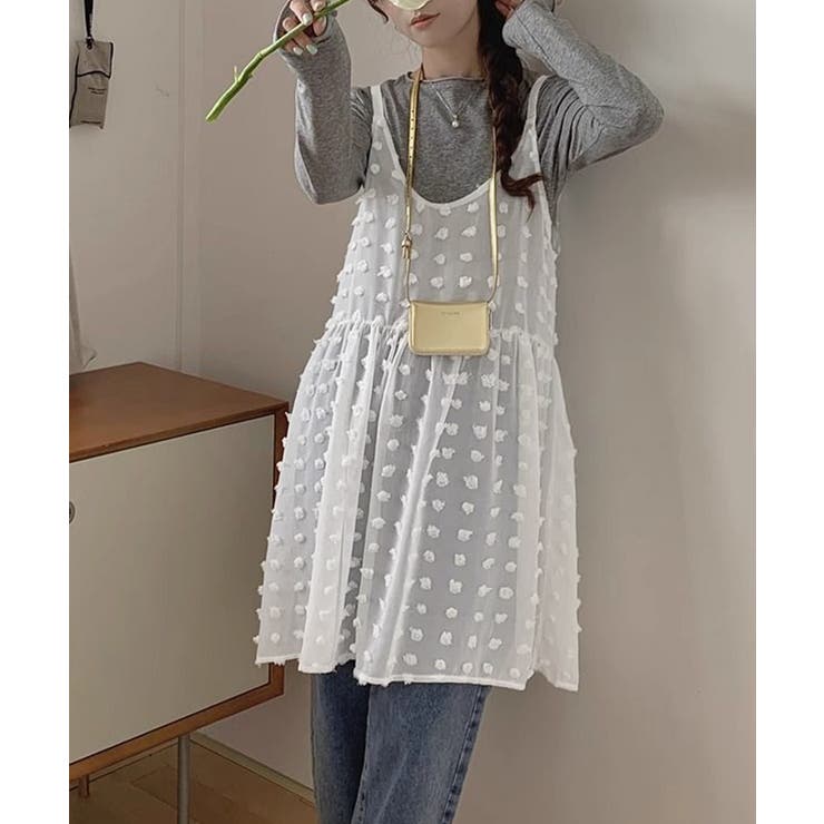 シアーロングキャミソールレディース レイヤード重ね着コーデ ギャザーキャミ | SUNSHINE CLOSET | 詳細画像7 