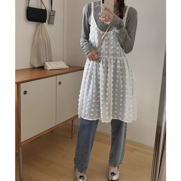 シアーロングキャミソールレディース レイヤード重ね着コーデ ギャザーキャミ | SUNSHINE CLOSET | 詳細画像9 