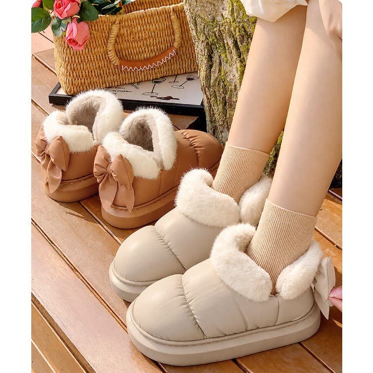 もこもこブーツ冬用靴レディース暖かい中綿ブーツラウンドトゥ軽量フラットシューズ韓… | SUNSHINE CLOSET | 詳細画像14 