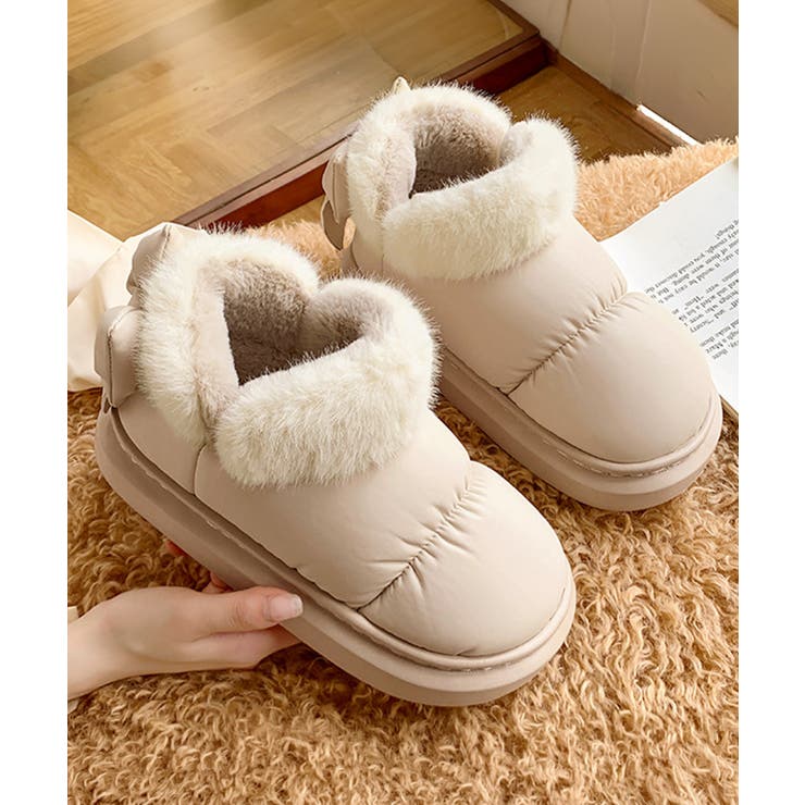 もこもこブーツ冬用靴レディース暖かい中綿ブーツラウンドトゥ軽量フラットシューズ韓… | SUNSHINE CLOSET | 詳細画像18 