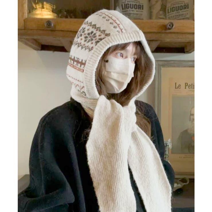 ノルディック柄バラクラバ レトロジャガード柄可愛いニット帽 韓国風暖かい | SUNSHINE CLOSET | 詳細画像11 