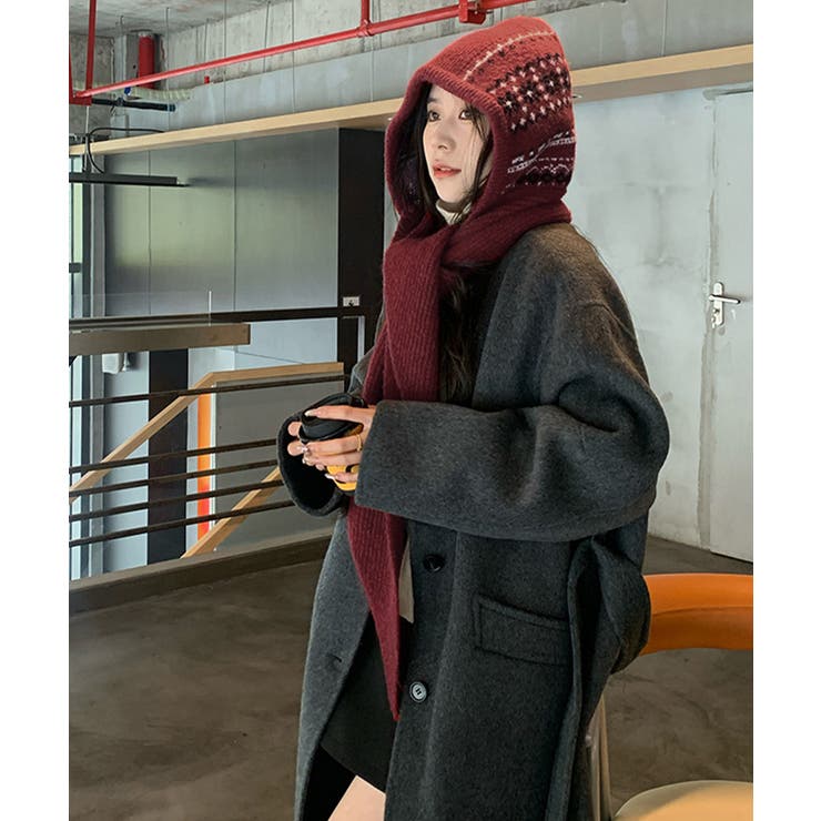 ノルディック柄バラクラバ レトロジャガード柄可愛いニット帽 韓国風暖かい | SUNSHINE CLOSET | 詳細画像22 