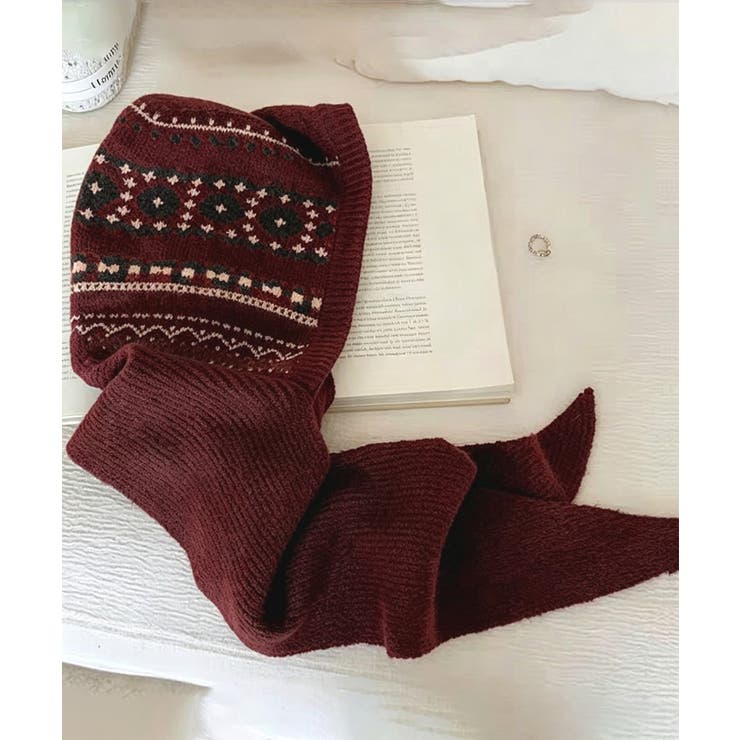 ノルディック柄バラクラバ レトロジャガード柄可愛いニット帽 韓国風暖かい | SUNSHINE CLOSET | 詳細画像24 