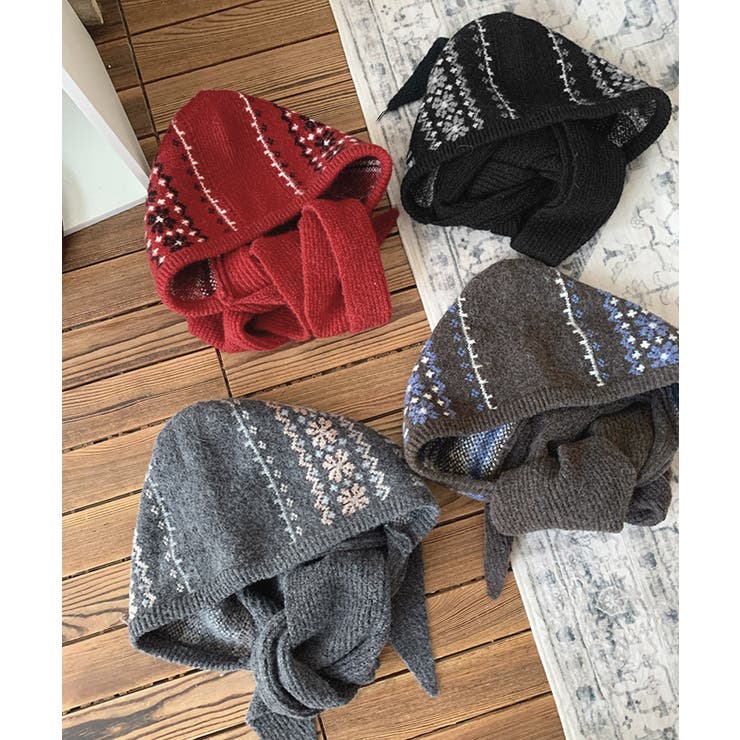 ノルディック柄バラクラバ レトロジャガード柄可愛いニット帽 韓国風暖かい | SUNSHINE CLOSET | 詳細画像25 