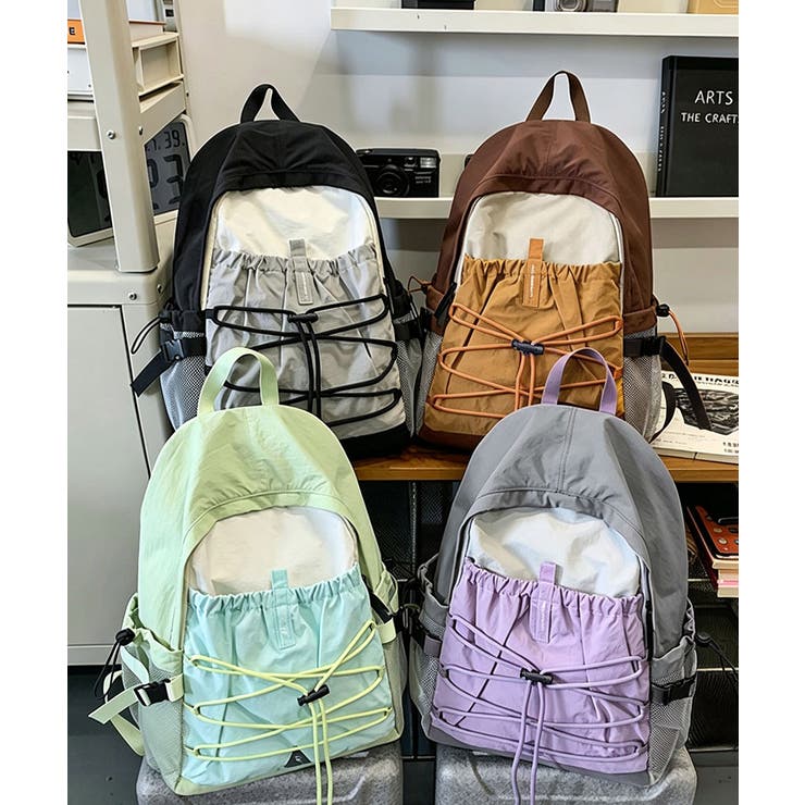 大容量 配色ドローストリングリュックレディース 軽量ナイロンバッグ | SUNSHINE CLOSET | 詳細画像18 