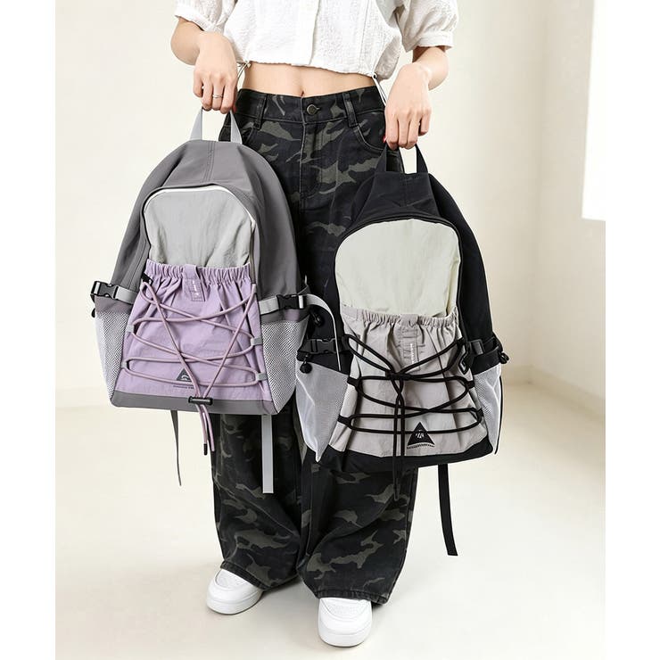 大容量 配色ドローストリングリュックレディース 軽量ナイロンバッグ | SUNSHINE CLOSET | 詳細画像24 