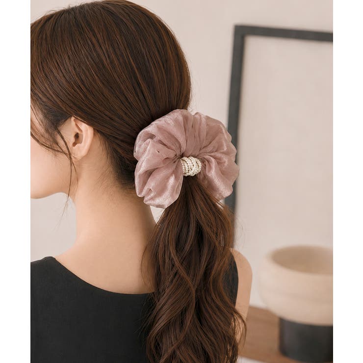 パールシュシュきれいめ上品 大ぶりシアーシュシュ大きめ フェミニンヘアゴム韓国風 | SUNSHINE CLOSET | 詳細画像10 
