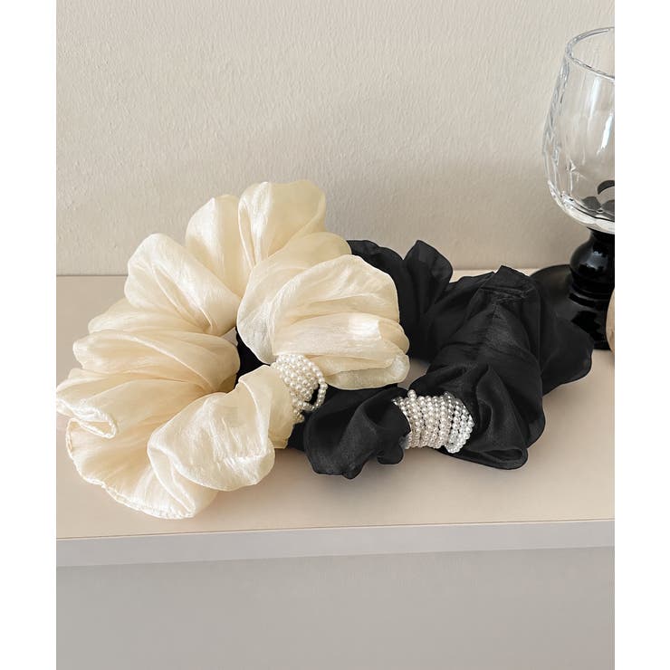 パールシュシュきれいめ上品 大ぶりシアーシュシュ大きめ フェミニンヘアゴム韓国風 | SUNSHINE CLOSET | 詳細画像11 