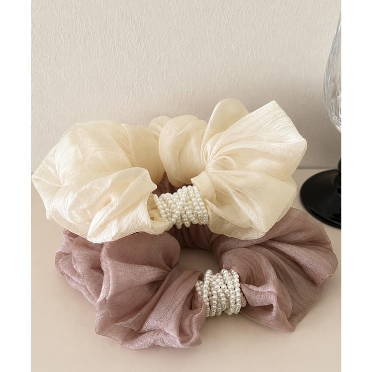 パールシュシュきれいめ上品 大ぶりシアーシュシュ大きめ フェミニンヘアゴム韓国風 | SUNSHINE CLOSET | 詳細画像12 