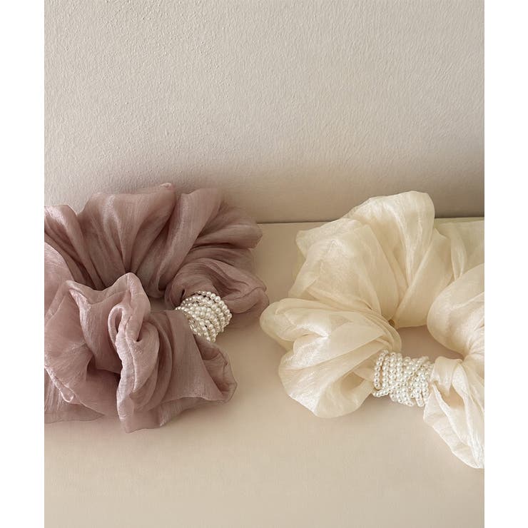 パールシュシュきれいめ上品 大ぶりシアーシュシュ大きめ フェミニンヘアゴム韓国風 | SUNSHINE CLOSET | 詳細画像14 