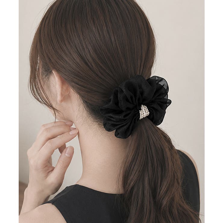 パールシュシュきれいめ上品 大ぶりシアーシュシュ大きめ フェミニンヘアゴム韓国風 | SUNSHINE CLOSET | 詳細画像2 