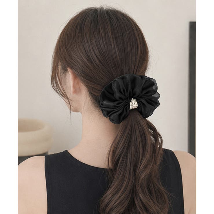 パールシュシュきれいめ上品 大ぶりシアーシュシュ大きめ フェミニンヘアゴム韓国風 | SUNSHINE CLOSET | 詳細画像3 