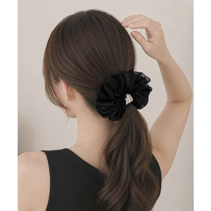 パールシュシュきれいめ上品 大ぶりシアーシュシュ大きめ フェミニンヘアゴム韓国風 | SUNSHINE CLOSET | 詳細画像4 
