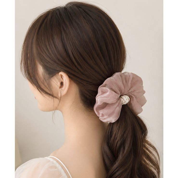 パールシュシュきれいめ上品 大ぶりシアーシュシュ大きめ フェミニンヘアゴム韓国風 | SUNSHINE CLOSET | 詳細画像9 
