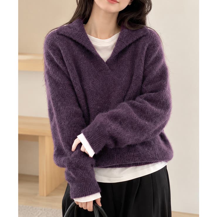 ゆったり無地セーター長袖ニットプルオーバー大人カジュアルきれいめニットトップスレ… | SUNSHINE CLOSET | 詳細画像1 