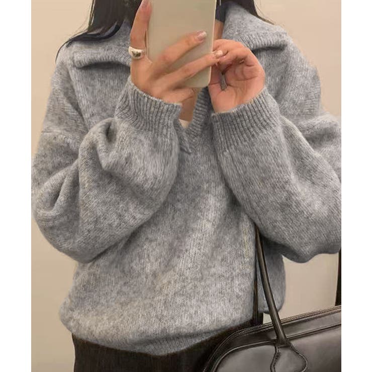 ゆったり無地セーター長袖ニットプルオーバー大人カジュアルきれいめニットトップスレ… | SUNSHINE CLOSET | 詳細画像10 