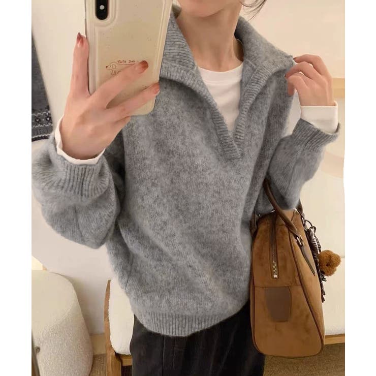 ゆったり無地セーター長袖ニットプルオーバー大人カジュアルきれいめニットトップスレ… | SUNSHINE CLOSET | 詳細画像12 