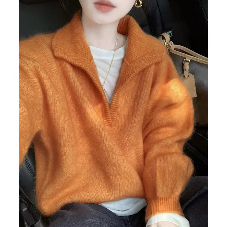 ゆったり無地セーター長袖ニットプルオーバー大人カジュアルきれいめニットトップスレ… | SUNSHINE CLOSET | 詳細画像14 