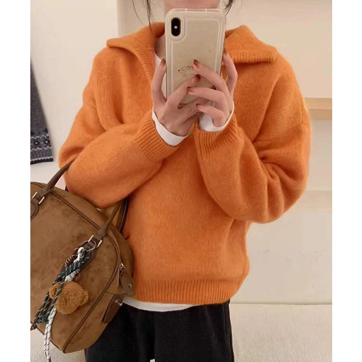ゆったり無地セーター長袖ニットプルオーバー大人カジュアルきれいめニットトップスレ… | SUNSHINE CLOSET | 詳細画像15 