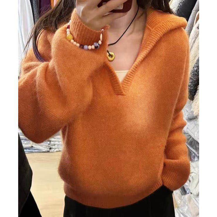 ゆったり無地セーター長袖ニットプルオーバー大人カジュアルきれいめニットトップスレ… | SUNSHINE CLOSET | 詳細画像16 