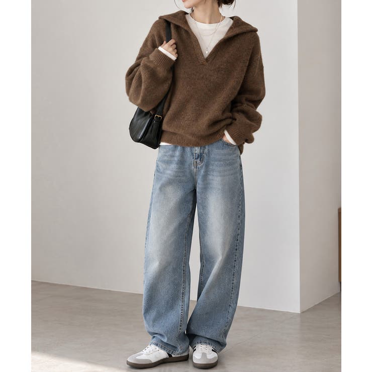 ゆったり無地セーター長袖ニットプルオーバー大人カジュアルきれいめニットトップスレ… | SUNSHINE CLOSET | 詳細画像18 