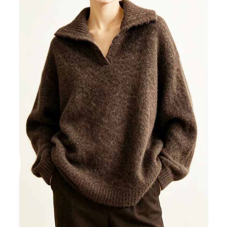 ゆったり無地セーター長袖ニットプルオーバー大人カジュアルきれいめニットトップスレ… | SUNSHINE CLOSET | 詳細画像19 